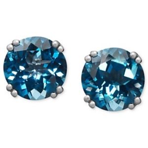 14k White Gold Earrings, London Blue Topaz Stud